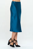 Solid Satin Midi Skirt