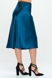 Solid Satin Midi Skirt