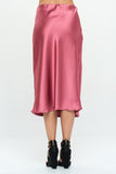 Solid Satin Midi Skirt