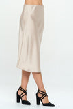 Solid Satin Midi Skirt