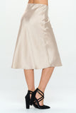 Solid Satin Midi Skirt