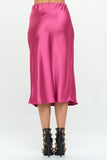 Solid Stretch Satin Midi Skirt
