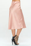 Solid Stretch Satin Midi Skirt