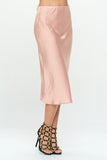 Solid Stretch Satin Midi Skirt