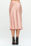 Solid Stretch Satin Midi Skirt