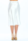 Solid Stretch Satin Midi Skirt