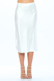 Solid Stretch Satin Midi Skirt