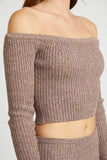 Off Shoulder Long Sleeve Knit Top