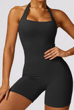 Halterneck Tight-Fitting Slimming Fitness Jumpsuit