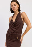 SLEEVELESS COWL NECK TOP WITH GOLD TRIM